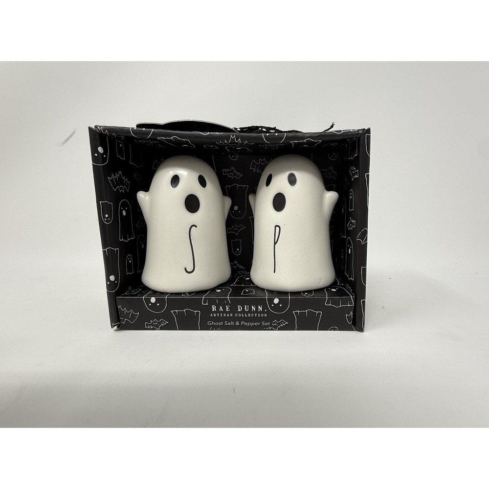 Rae Dunn Halloween GHOST Salt and Pepper Shakers Farmhouse NEW